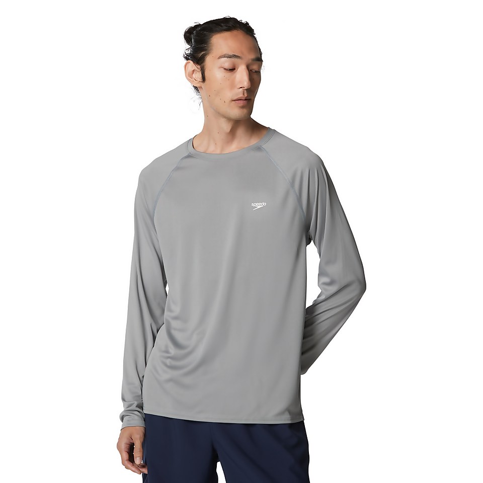 Men's Easy Solid Long Sleeve Swim Rashguard Gray
