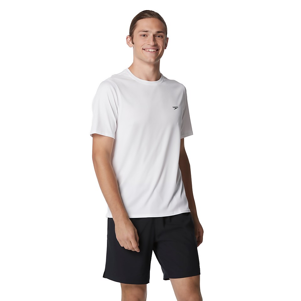 Men's Speedo Graphic Short Sleeve Swim Rashguard White