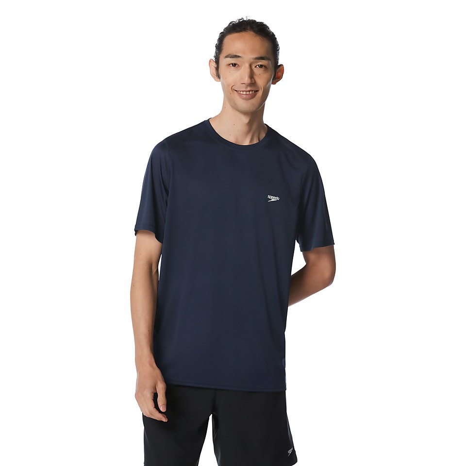 Men's Speedo Graphic Short Sleeve Swim Rashguard Navy