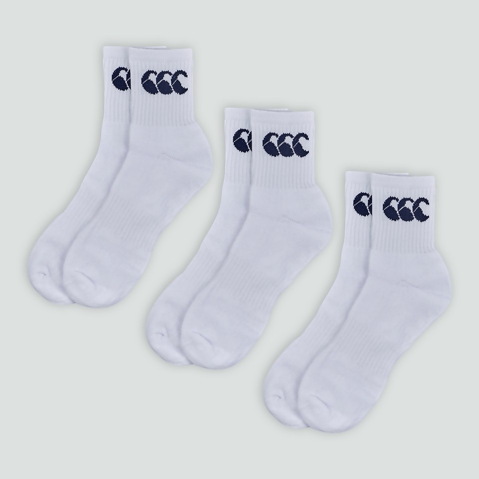 UNISEX CREW SOCKS 3 PACK WHITE/NAVY