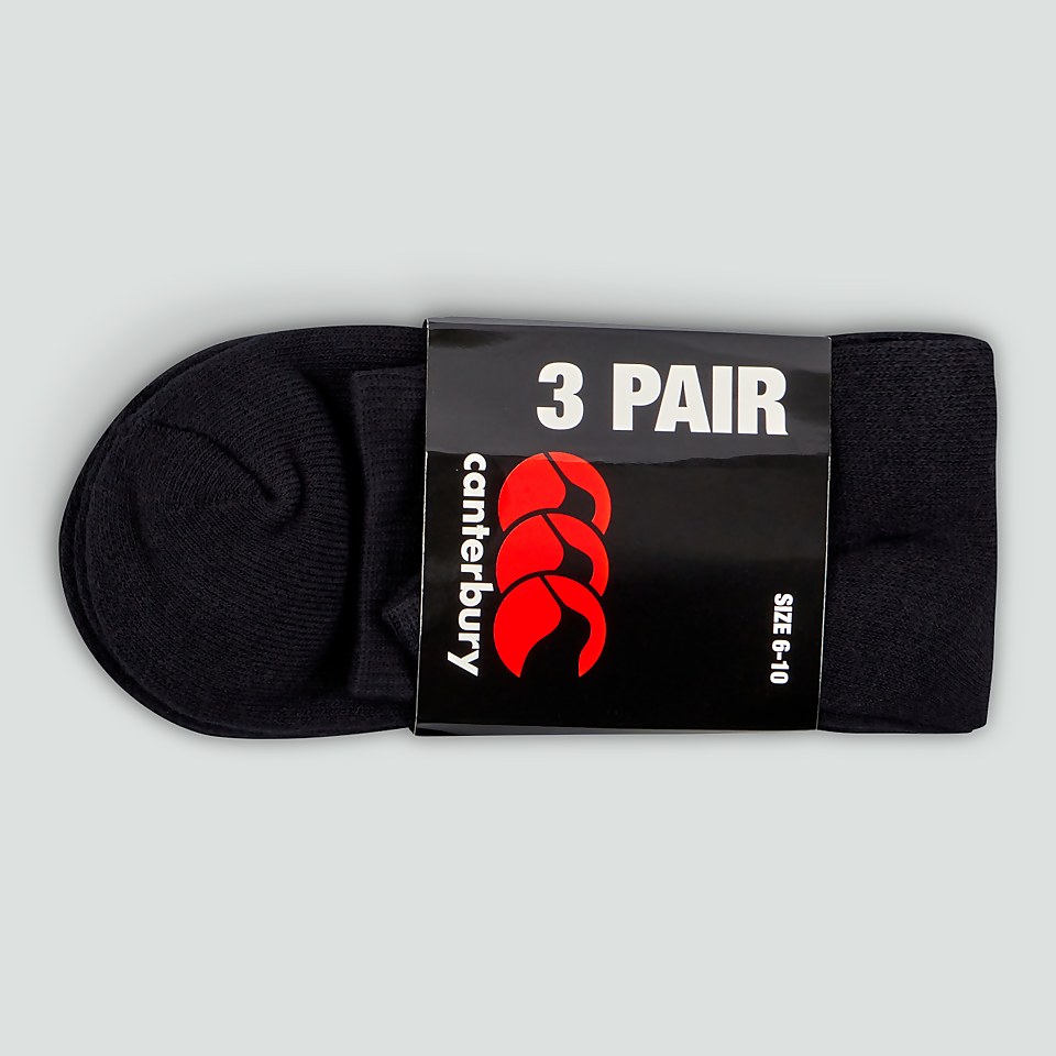ADULT UNISEX CREW SOCK 3PK BLACK/RED