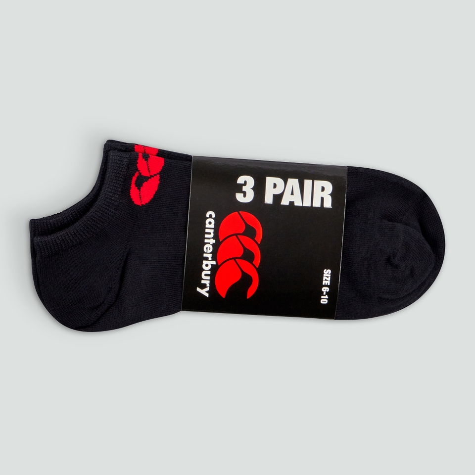 CANTERBURY TRAINER LINER 3 PACK AU BLACK/RED