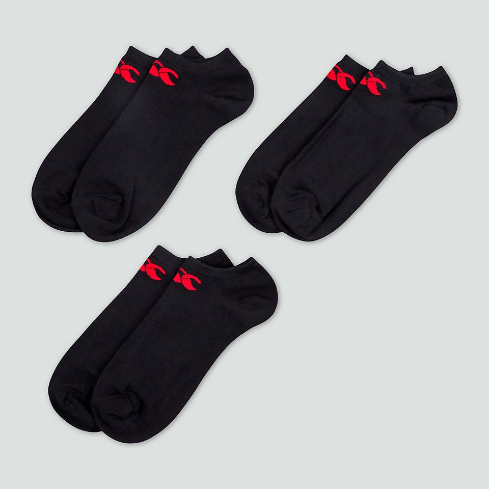ADULT UNISEX TRAINER LINERS 3 PACK BLACK/RED