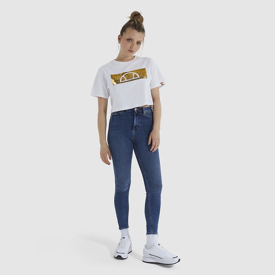 Unisex Unicorn Cropped T-Shirt White