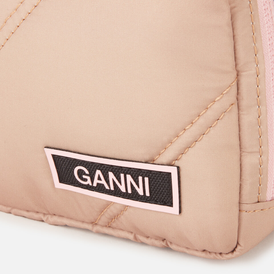 Ganni Women's Quilted Recycled Tech Bag - Tannin