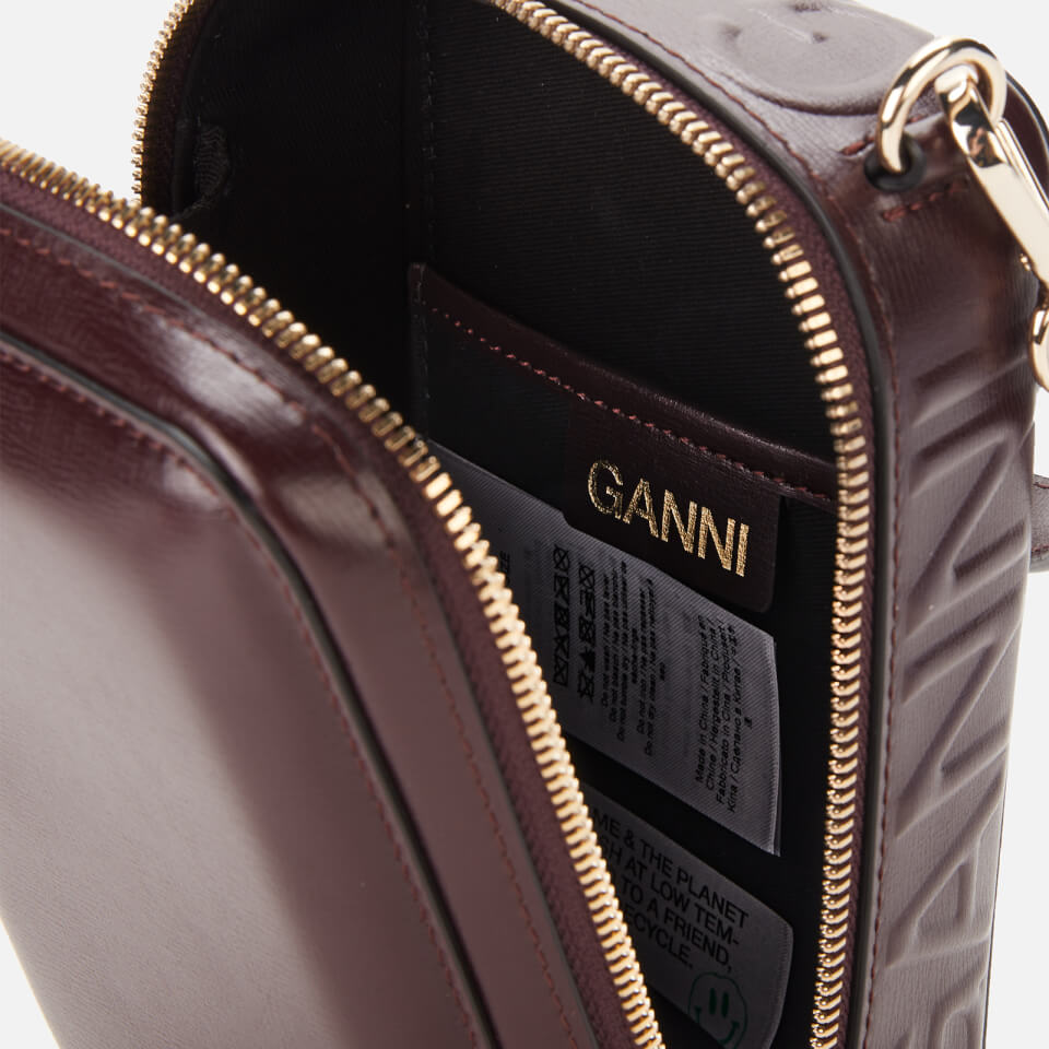 Ganni Women's Recycled Leather Camera Bag - Burgundy