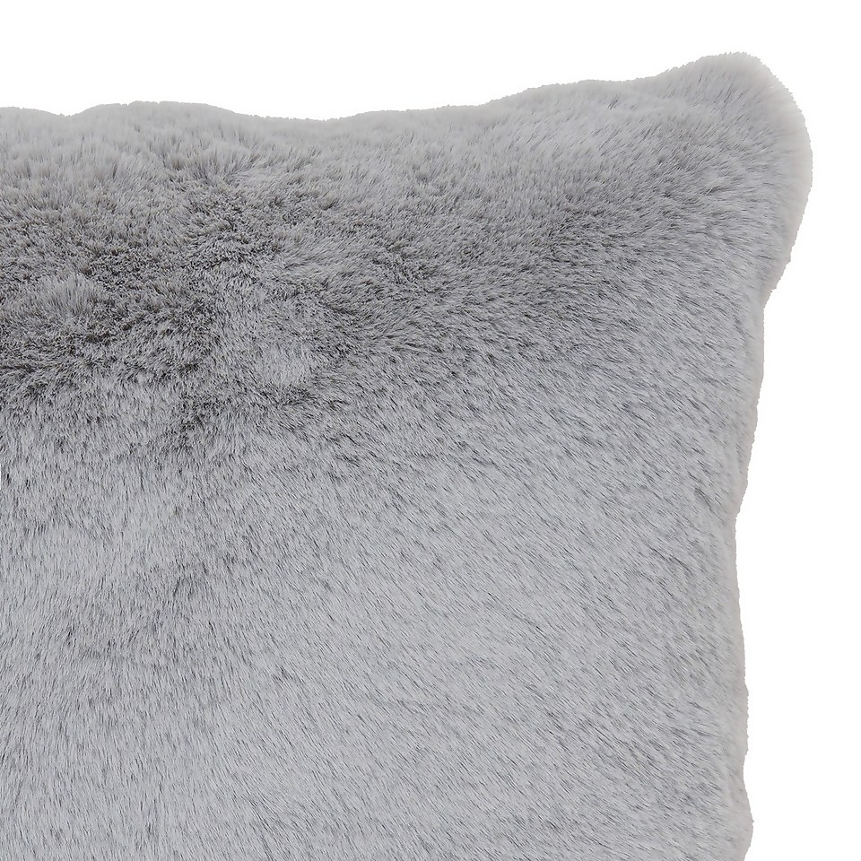 Faux Fur Rabbit Cushion - 45x45cm - Vapour