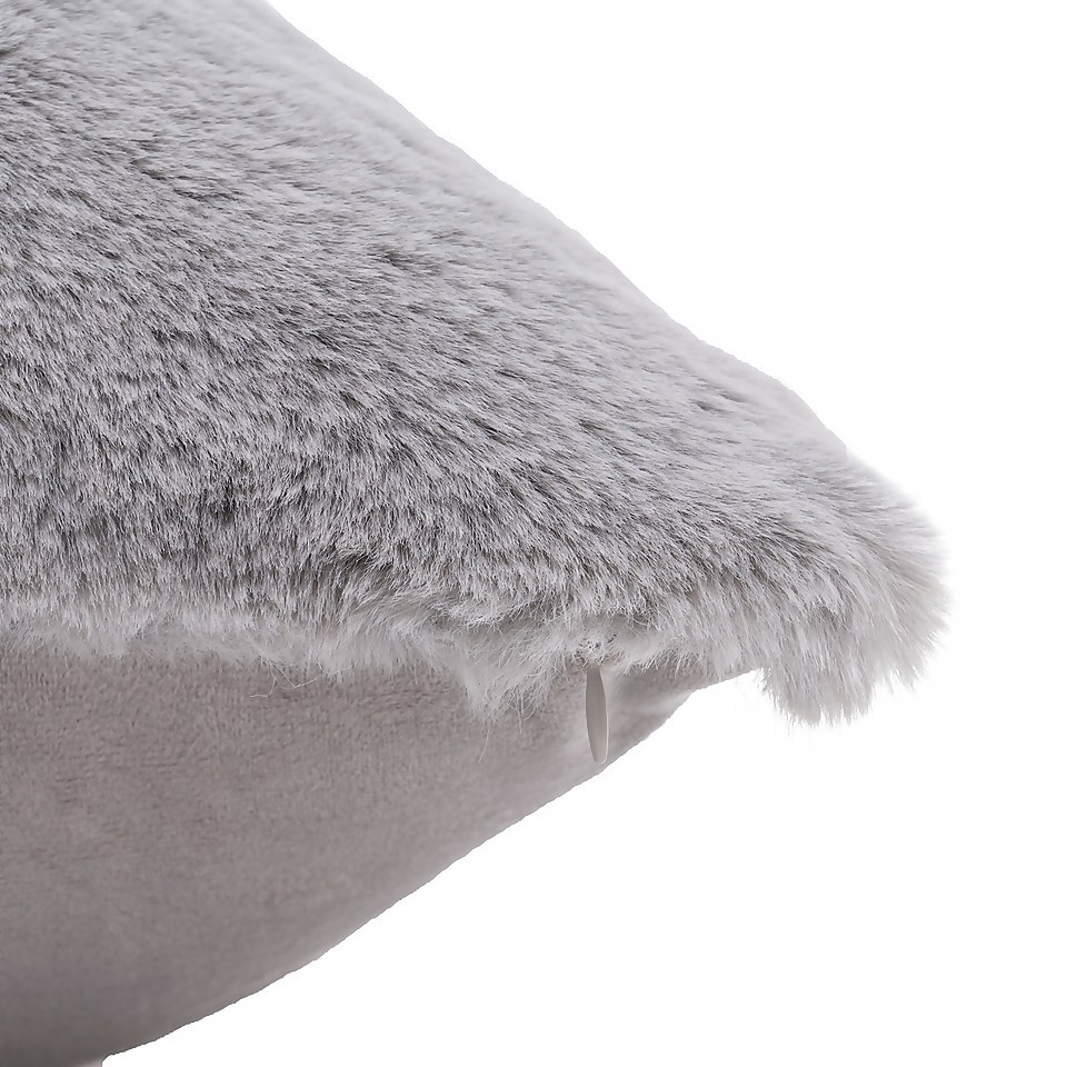 Faux Fur Rabbit Cushion - 45x45cm - Vapour