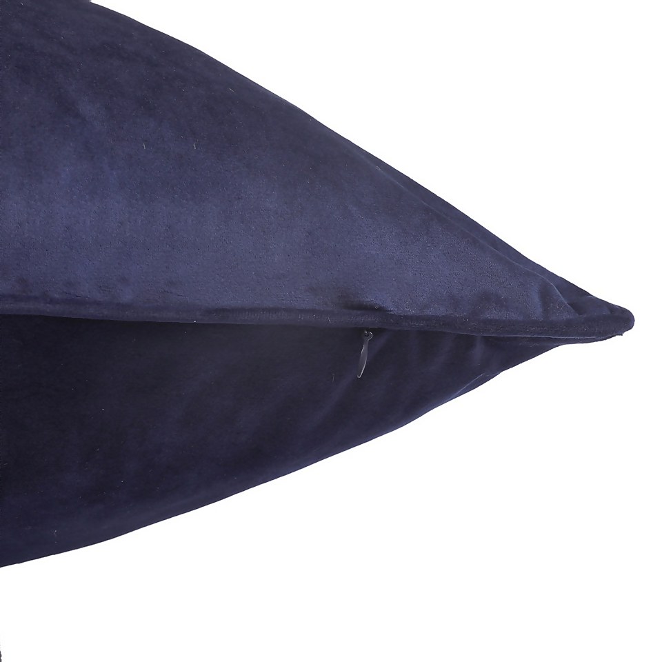 Large Plain Velvet Cushion - Midnight Navy - 58x58cm