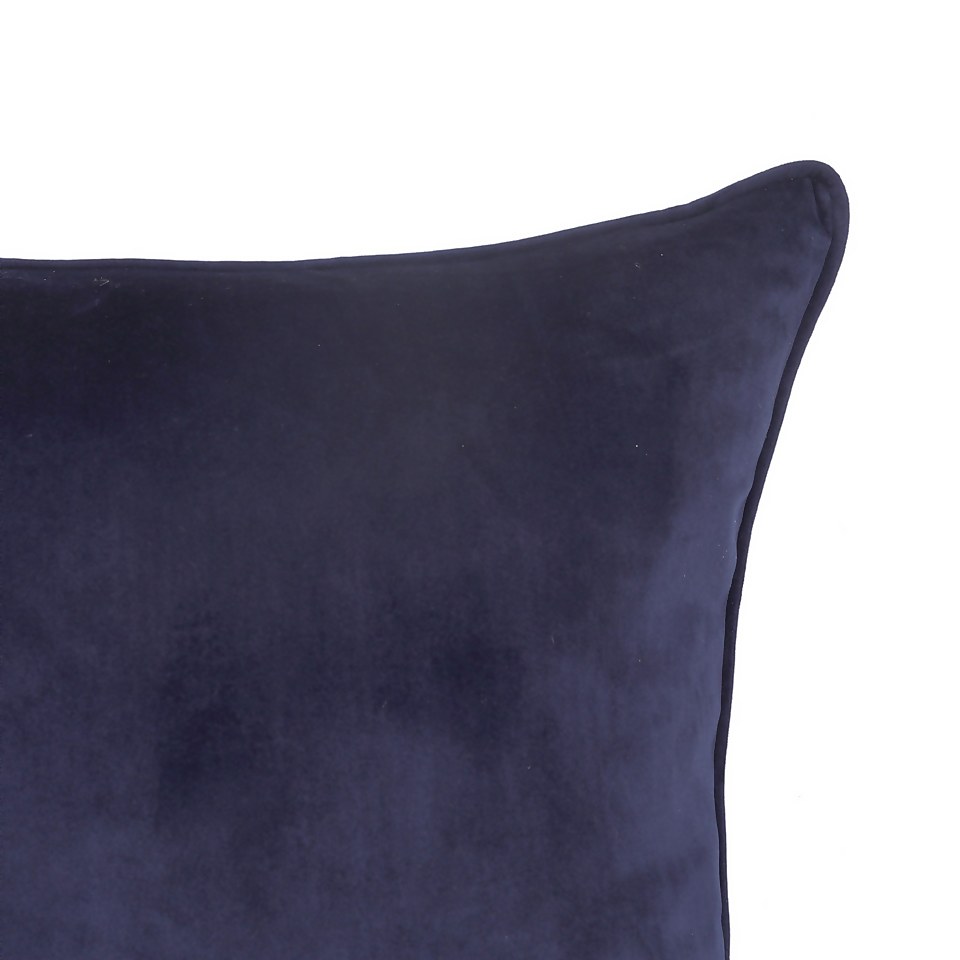 Large Plain Velvet Cushion - Midnight Navy - 58x58cm