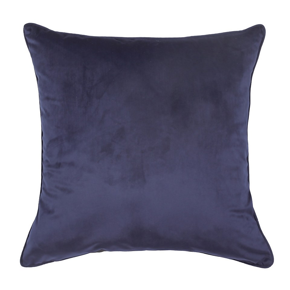 Large Plain Velvet Cushion - Midnight Navy - 58x58cm