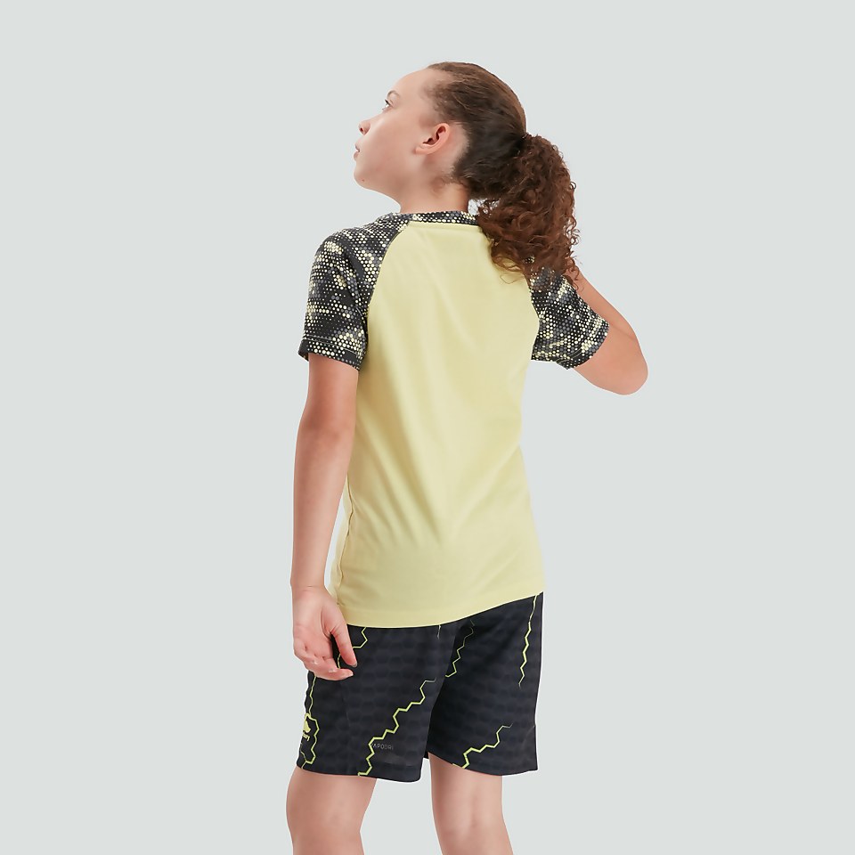 JUNIOR UNISEX VAPODRI PRINTED SLEEVED LOGO TEE LIGHT GREEN