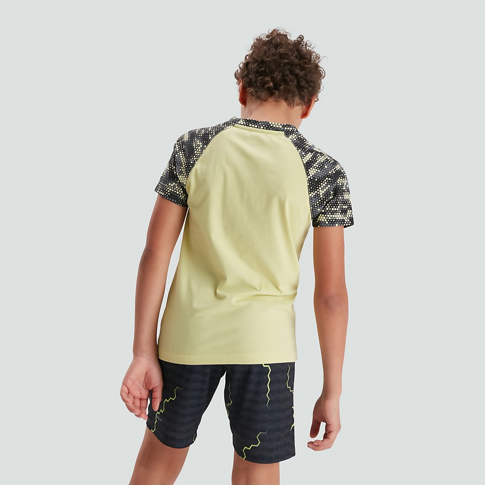 JUNIOR UNISEX VAPODRI PRINTED SLEEVED LOGO TEE LIGHT GREEN