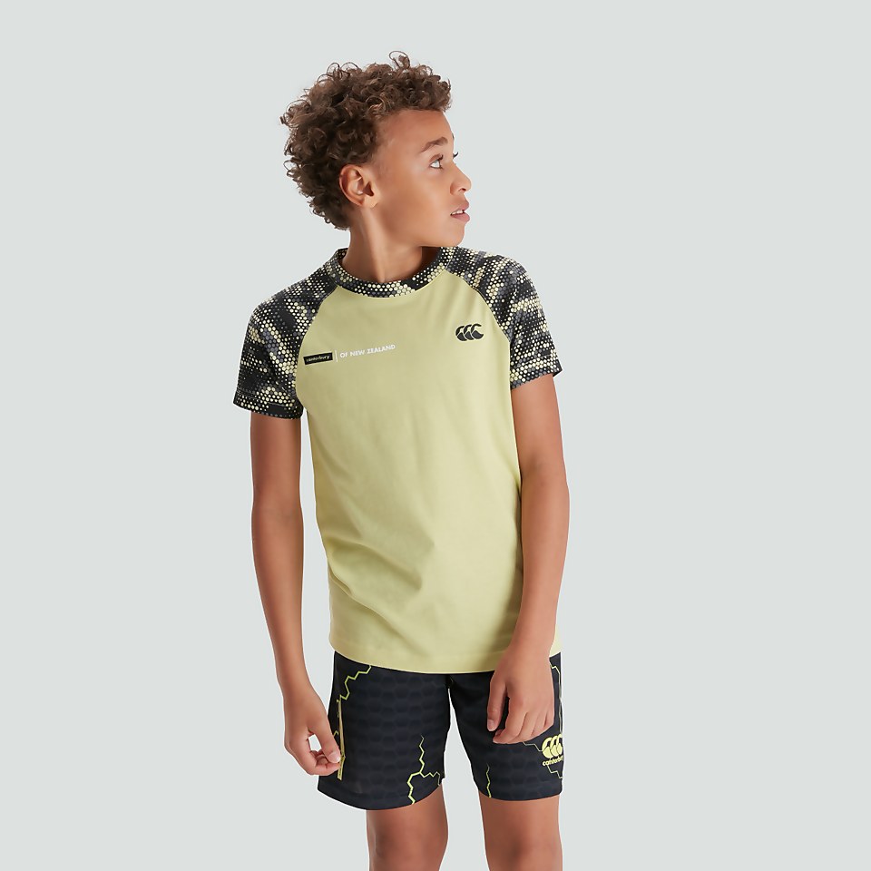 JUNIOR UNISEX VAPODRI PRINTED SLEEVED LOGO TEE LIGHT GREEN