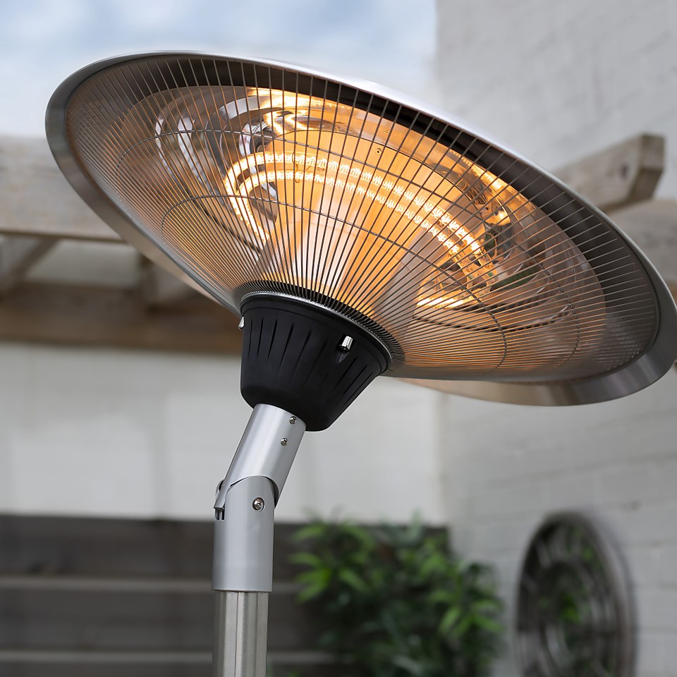 Silver Electric Freestanding Adjustable Patio Heater