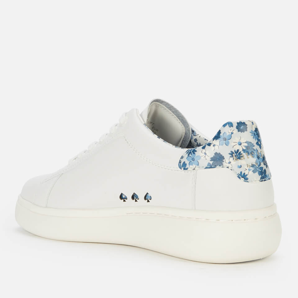 Kate Spade New York Women's Lift Leather Flatform Trainers - Optic White/Blue Floral