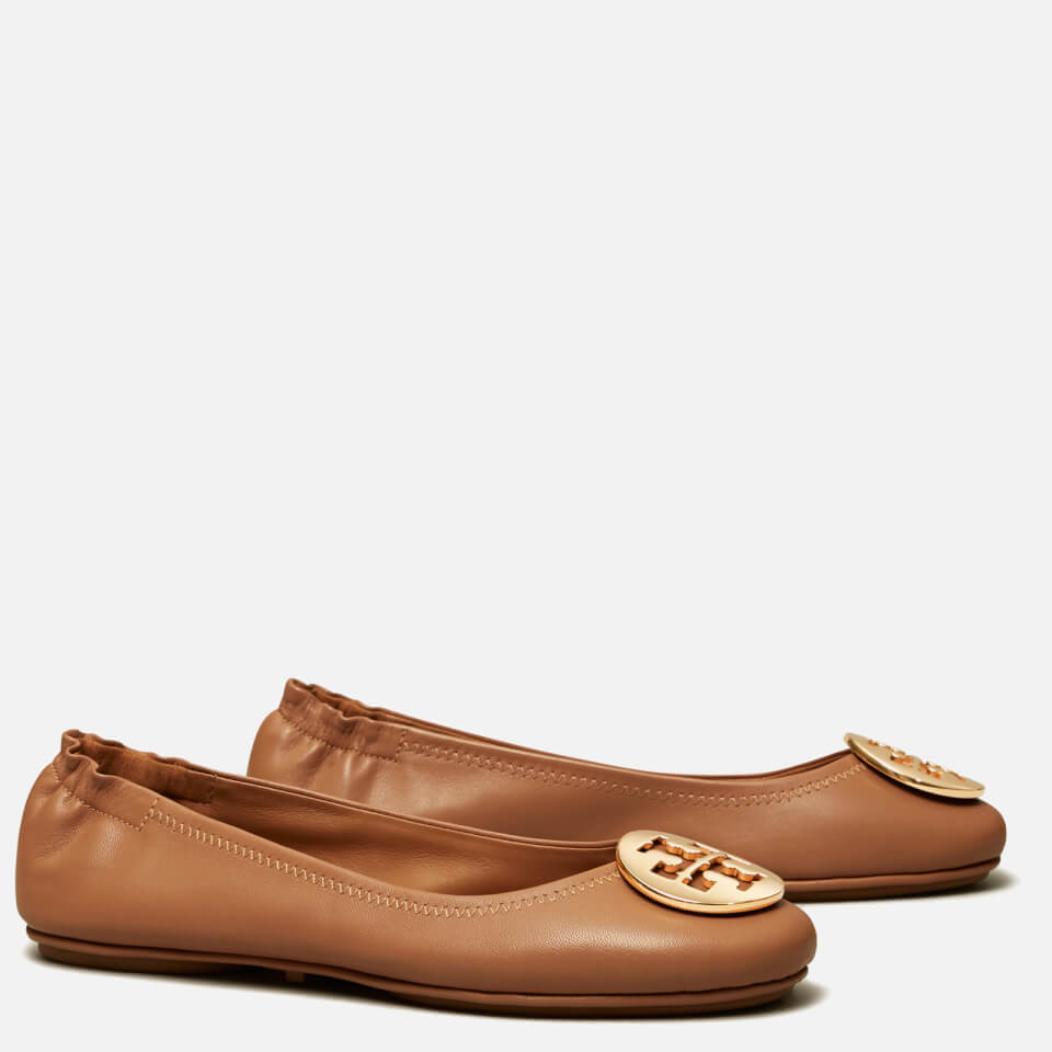 Tory Burch Women's Minnie Travel Leather Ballet Flats - Royal Tan/Gold |  FREE UK Delivery | Allsole