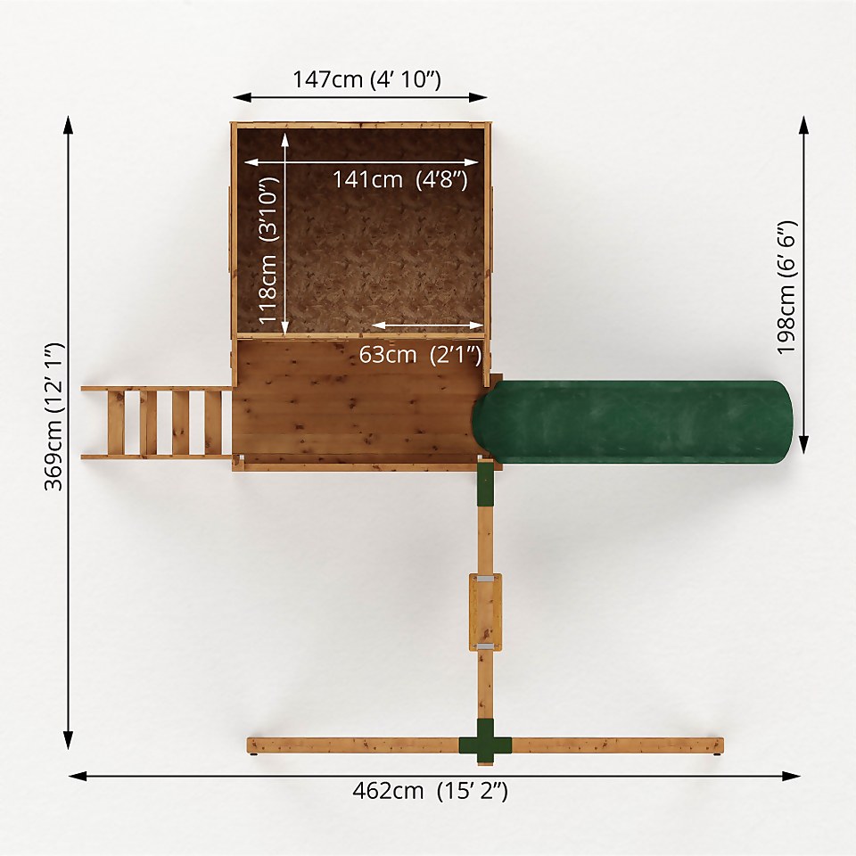 Country Living 5ft x 5ft Premium Hixon Tower Playhouse with Slide and