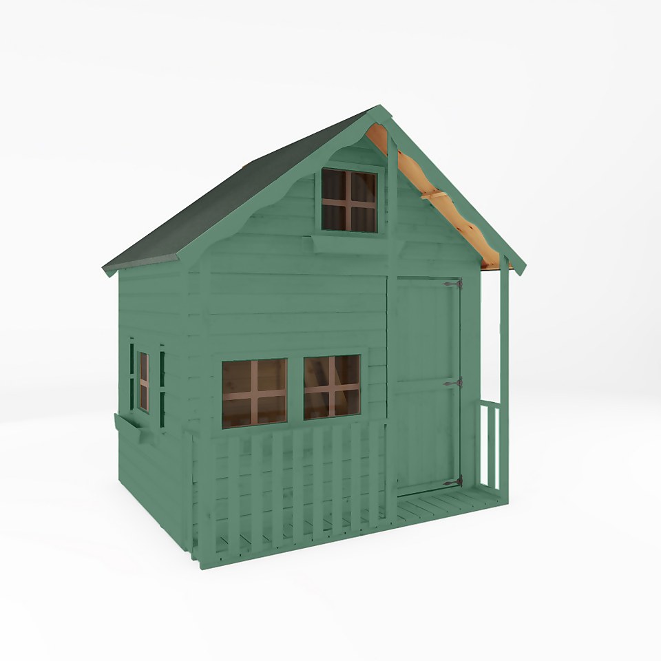 Country Living 7ft x 5ft Premium Sandon Double Storey Playhouse with Veranda Painted + Installation - Aurora Green
