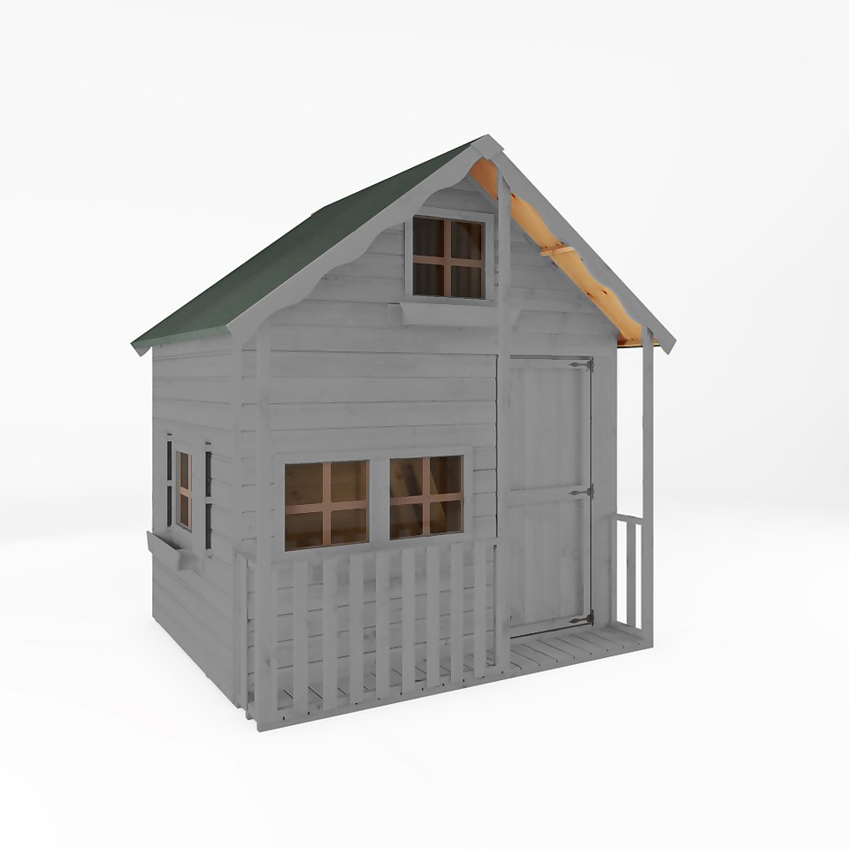 Country Living 7ft x 7ft Premium Sandon Double Storey Playhouse with Veranda Painted + Installation - Thorpe Towers Grey