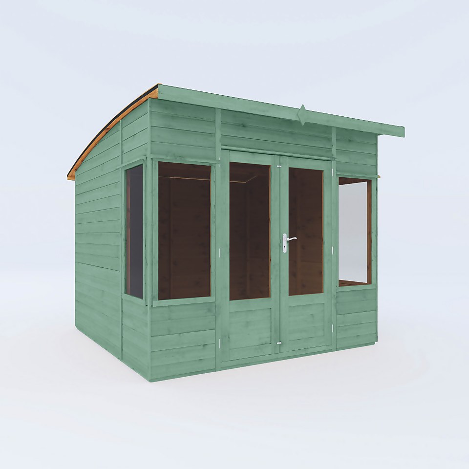 Country Living Premium Langham 8ft x 8ft Curved Roof Summerhouse Painted + Installation - Aurora Green