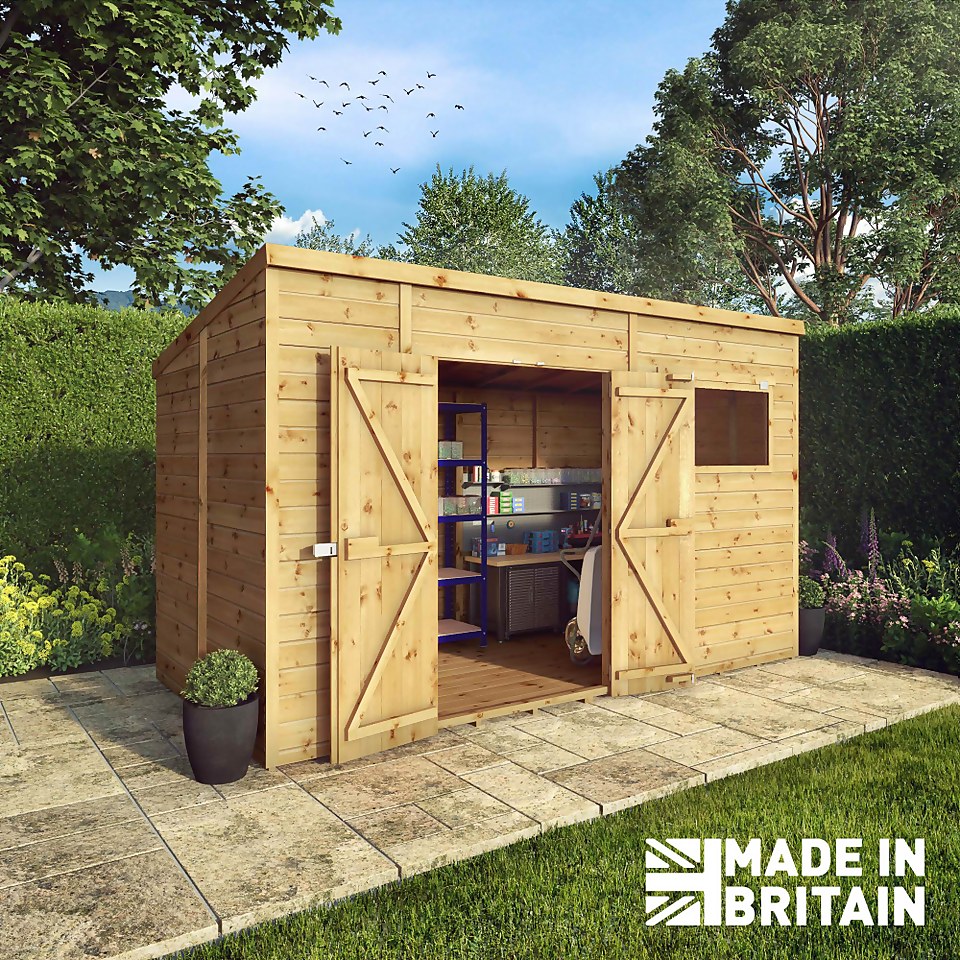 Mercia 12ft x 8ft Premium Shiplap Pent Shed - Including Installation