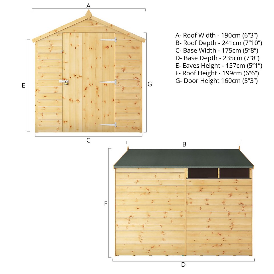 Mercia 8ft x 6ft Premium Shiplap Security Apex Shed - Including Installation
