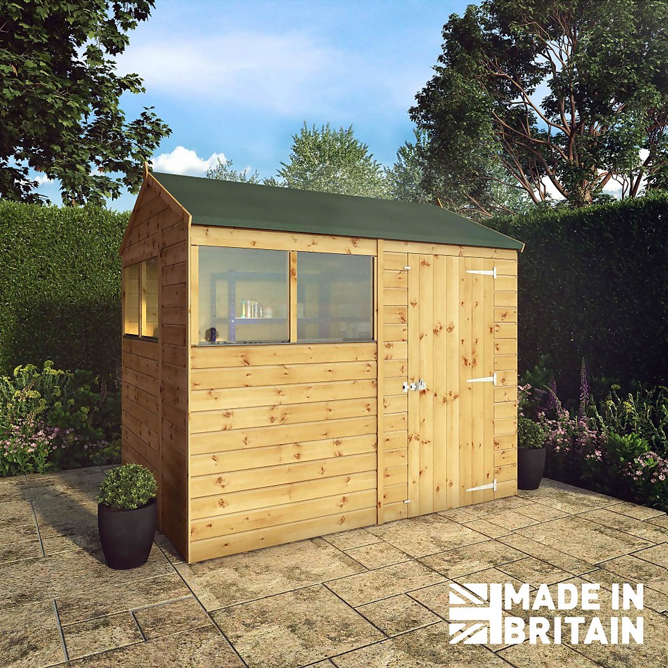 Mercia 8ft x 6ft Premium Shiplap Reverse Apex Shed - Including Installation