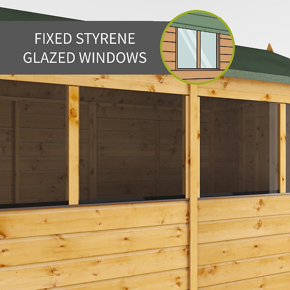 Mercia 8ft x 6ft Premium Shiplap Reverse Apex Shed - Including Installation