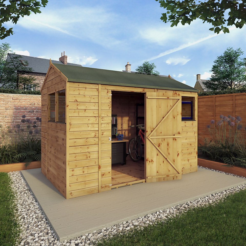 Mercia 10ft x 6ft Premium Shiplap Reverse Apex Shed - Including Installation