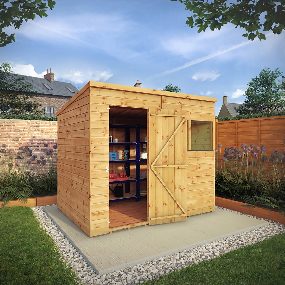 Mercia 8ft x 6ft Premium Shiplap Pent Shed - Including Installation