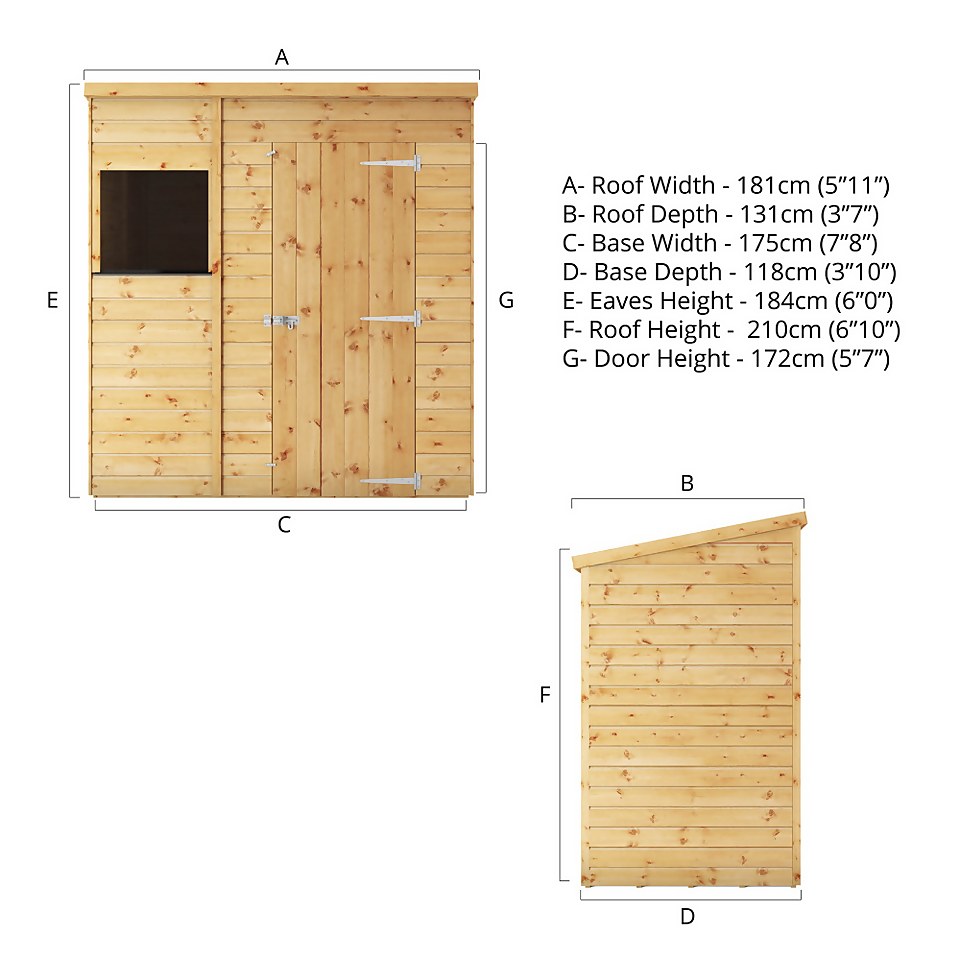 Mercia 6ft x 4ft Premium Shiplap Pent Shed - Including Installation