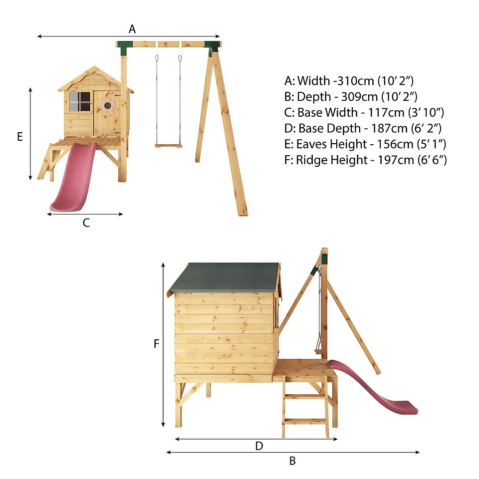 Mercia 4ft x 4ft Snug Wooden Playhouse With Tower