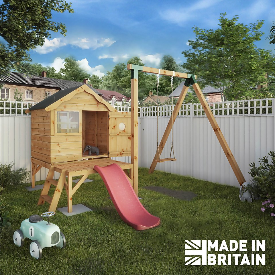 Mercia 4ft x 4ft Snug Wooden Playhouse With Tower - Installation Included