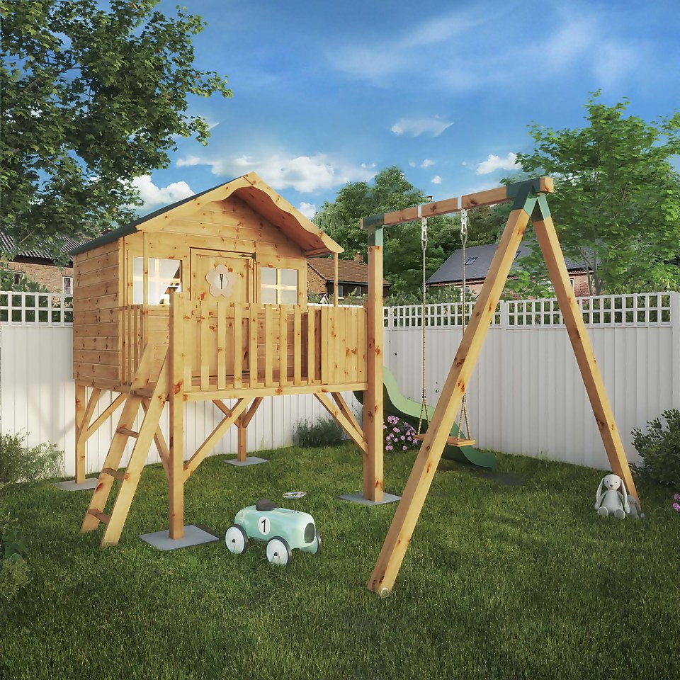 Mercia 5ft x 6ft Honeysuckle Wooden Playhouse - Installation Included