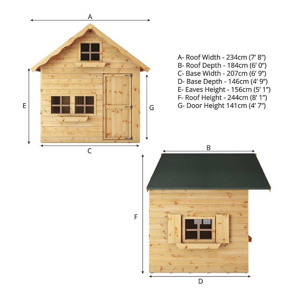 Mercia 7ft x 5ft Swiss Cottage Double Storey Playhouse - Installation Included