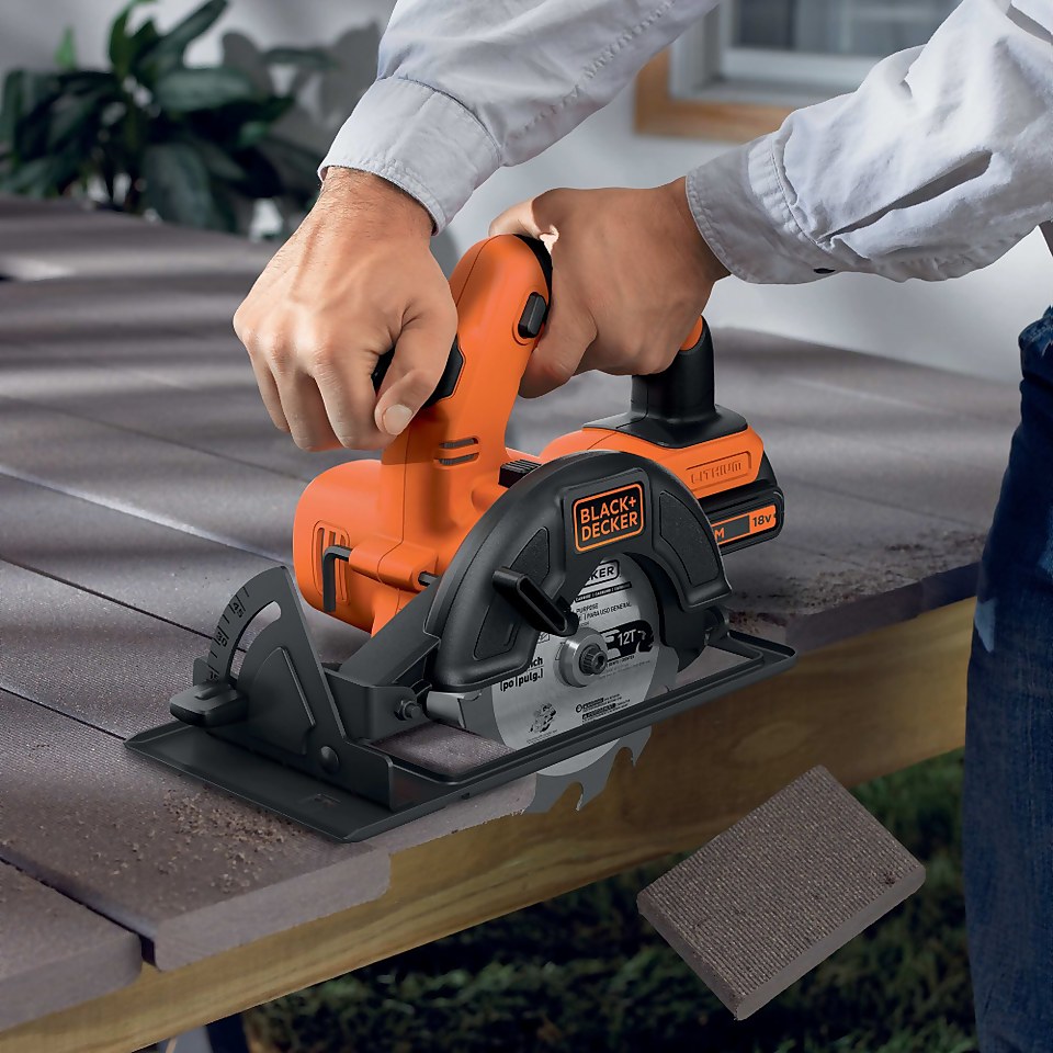 BLACK+DECKER 18V Lithium-ion 140mm Cordless Circular Saw with Blade – (battery not included) (BDCCS18N-XJ)