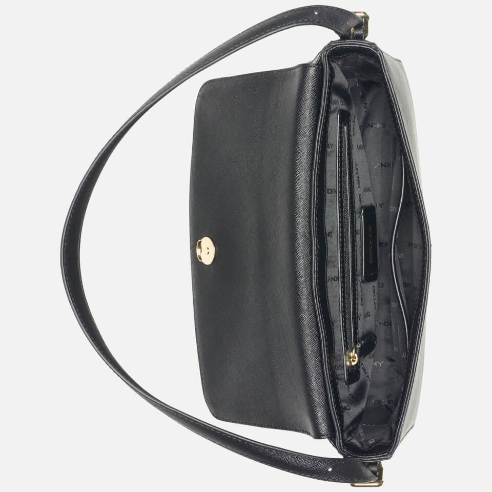 DKNY Women's Bibi Flap Shoulder Bag - Black/Gold
