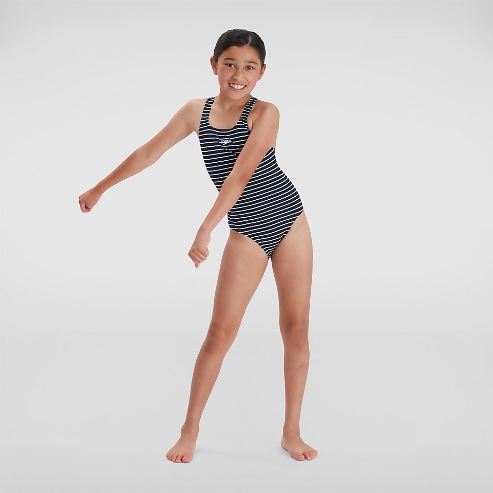 Girls' Essential Endurance+ Medalist Swimsuit Navy/White