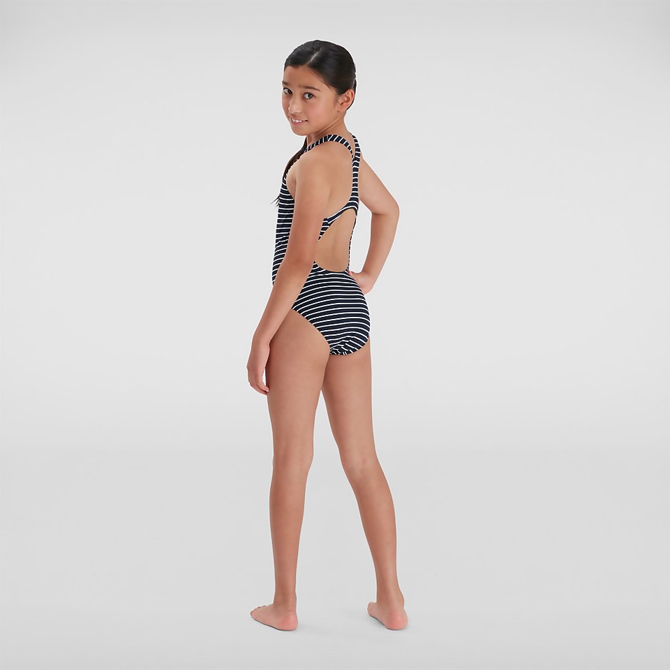 Girls' Essential Endurance+ Medalist Swimsuit Navy/White