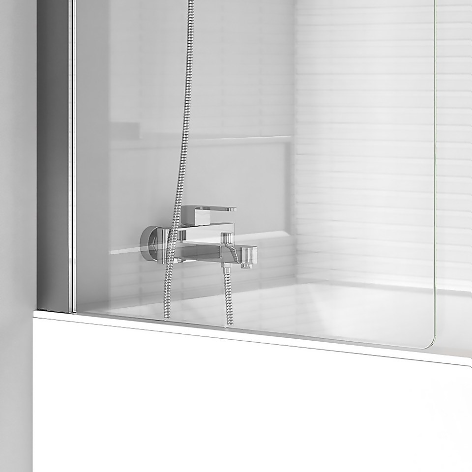 Bathstore Gleam Silver Fixed Bath Screen - 1467 x 800mm (6mm Glass)