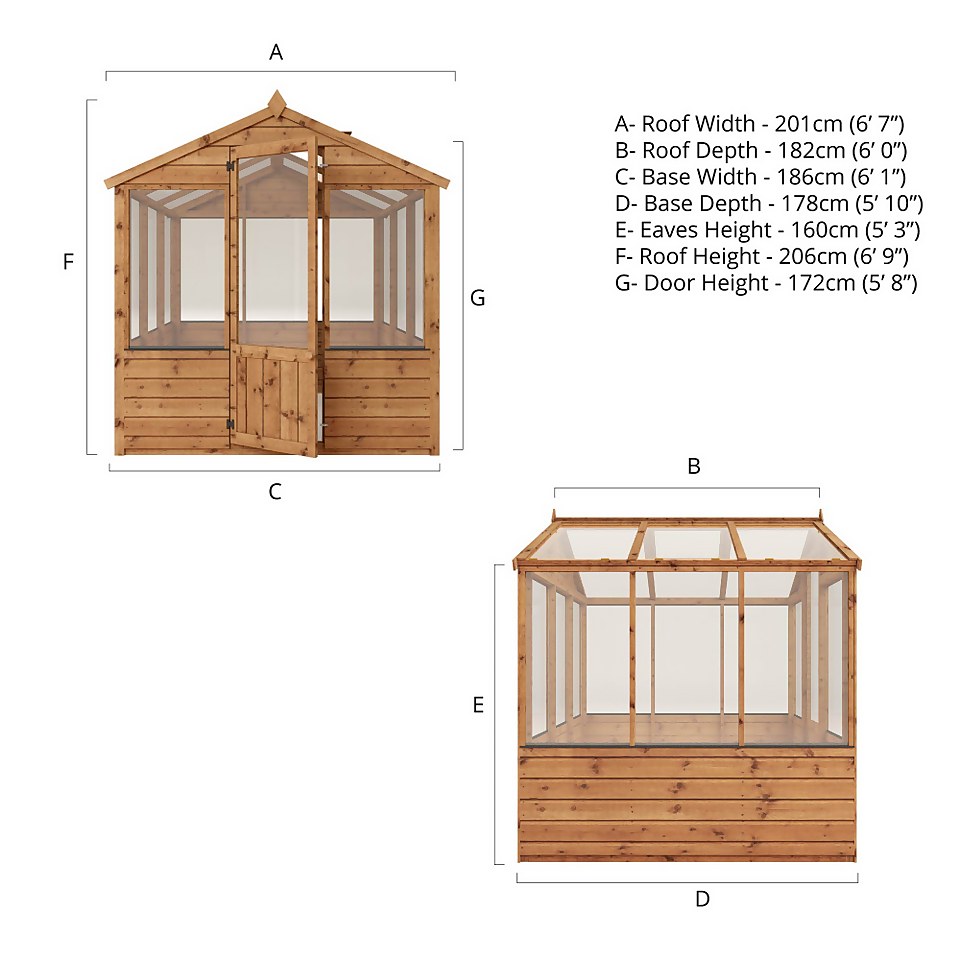 Mercia Wooden Greenhouse - 6x6ft