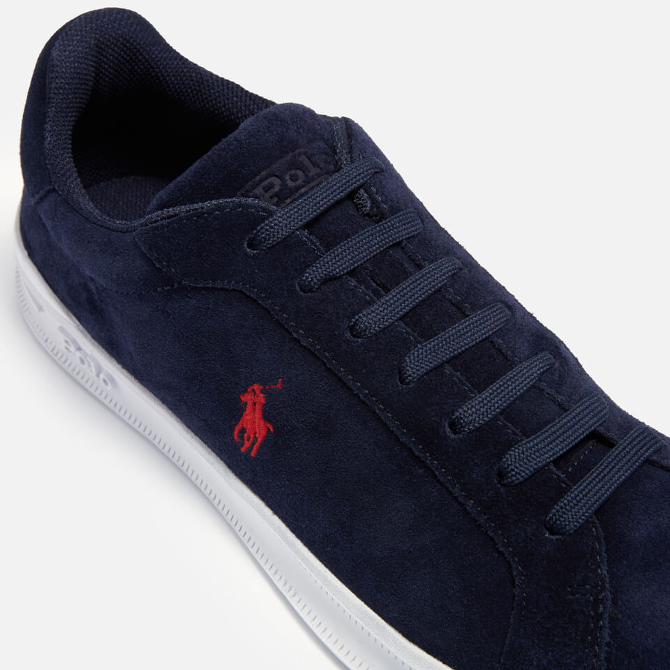 Polo Ralph Lauren Men's Heritage Court Suede Cupsole Trainers - Hunter Navy/RL200 Red