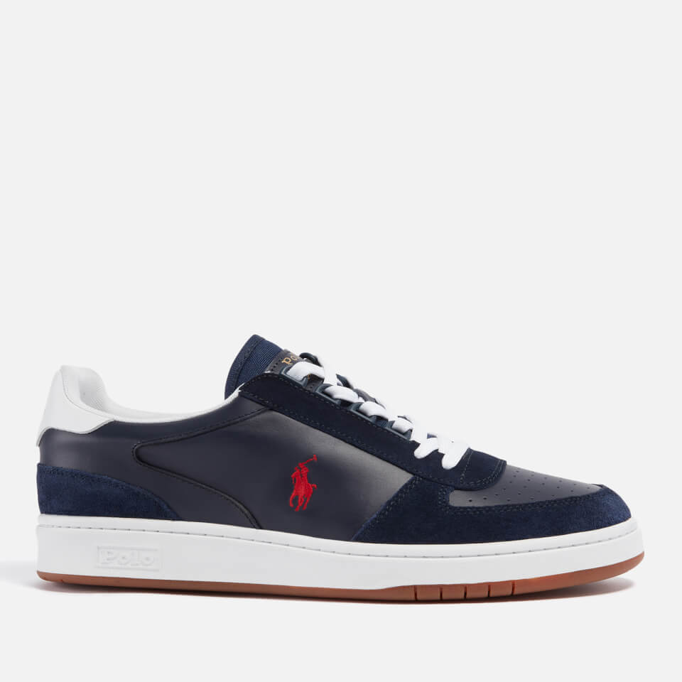 Polo Ralph Lauren Men's Polo Court Leather/Suede Trainers - Newport Navy/RL2000 Red