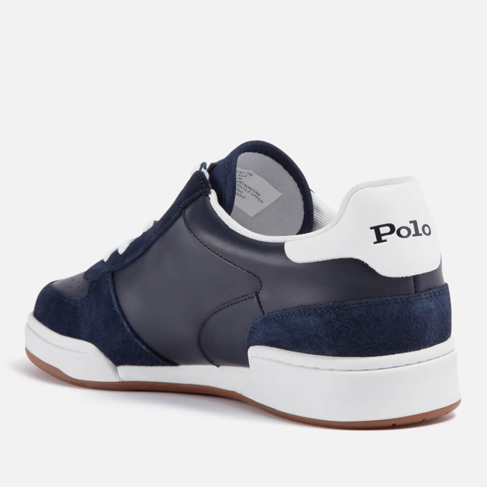 Polo Ralph Lauren Men's Polo Court Leather/Suede Trainers - Newport Navy/RL2000 Red