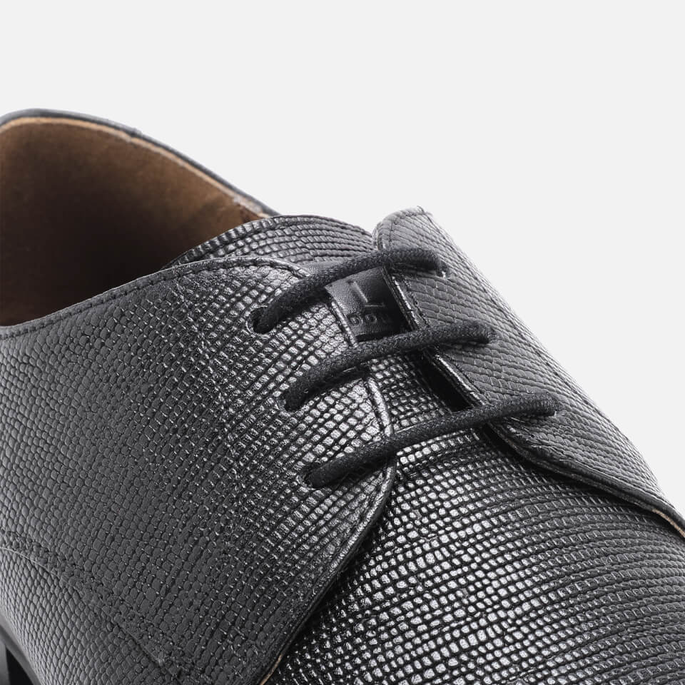 Walk London Men's Florence Etched Leather Derby Shoes - Black