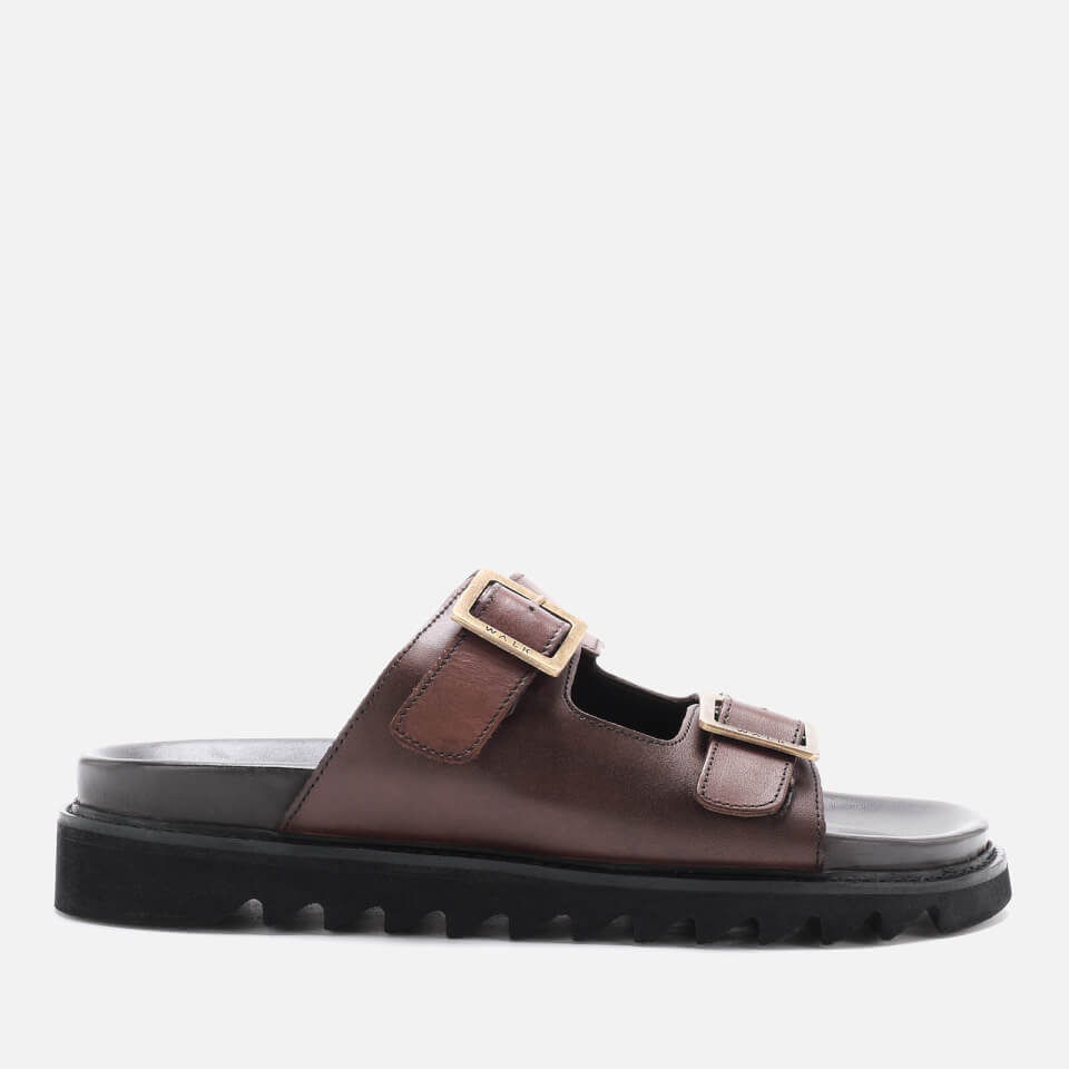 Walk London Men's Jaws Leather Double Strap Sandals - Brown