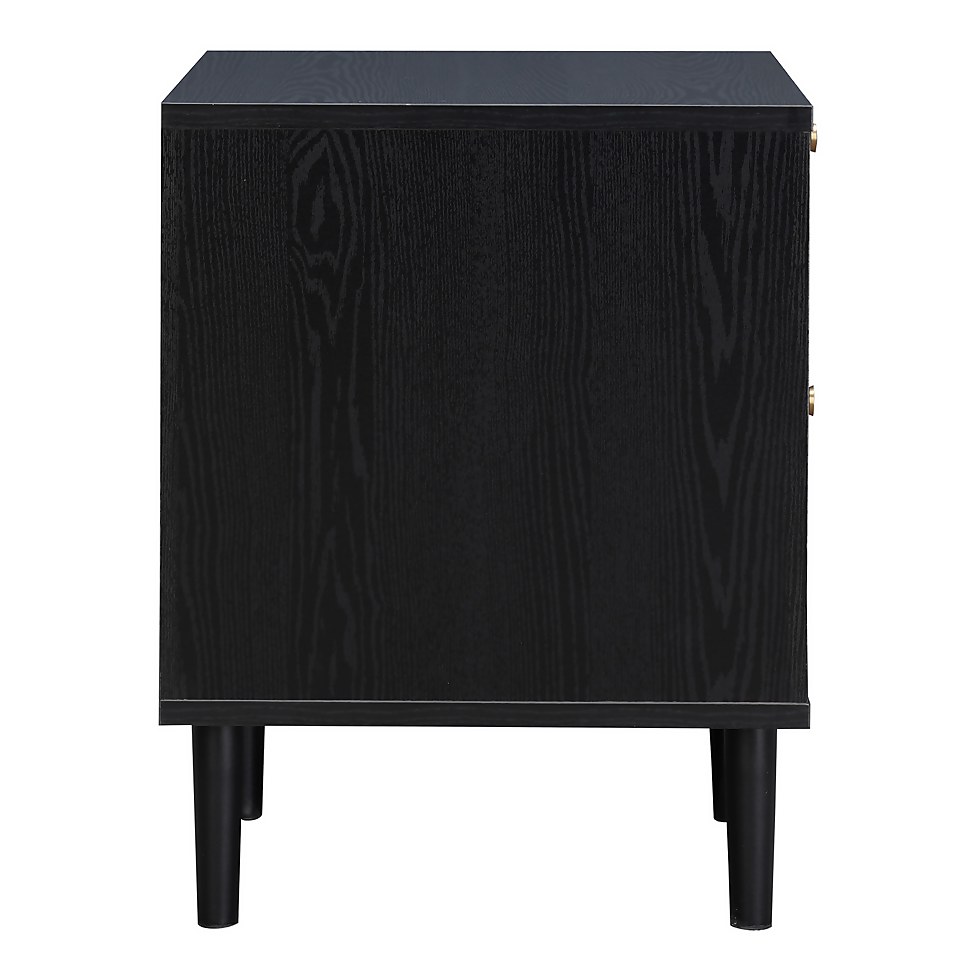 Kubu Rattan 2 Drawer Bedside Table - Black