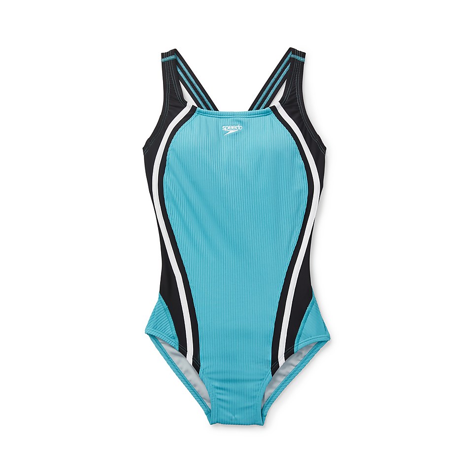 Women's Rib Quantum Fusion Splice One Piece Blue