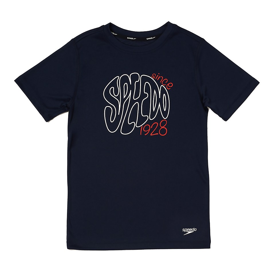Boy's Short Sleeve Graphic Swim Shirt Navy